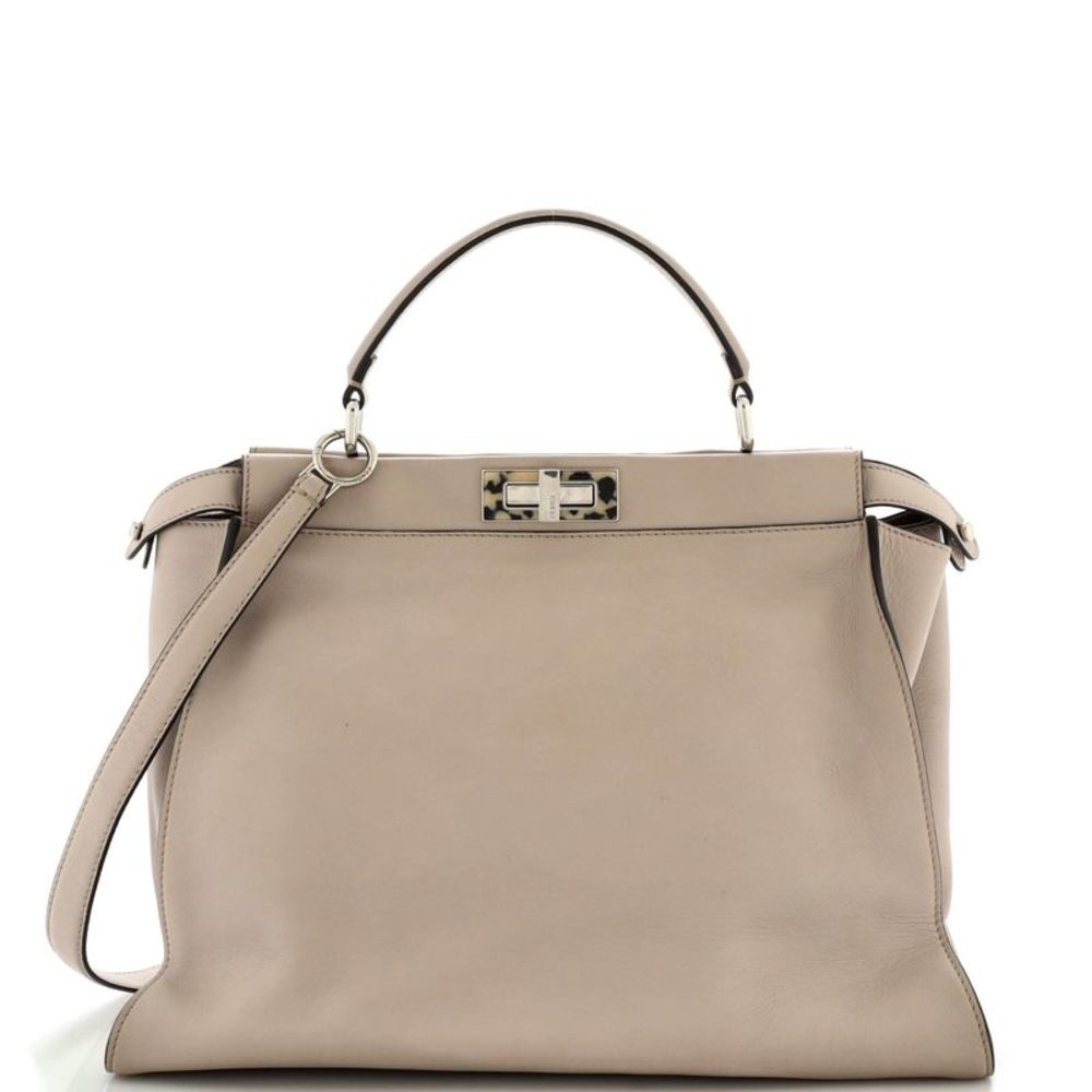 Fendi Peekaboo Bag Leather with Tortoise Detail Large Gray